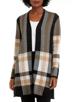 Flash Sale 🌟 Kasper 👩 Women's Long Sleeve Plaid Cardigan 💯 -Southern Home Sales Shop Belk 1015