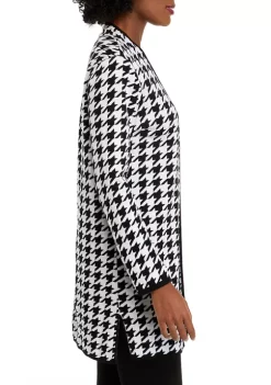 Best Pirce 🎁 Kasper 👩 Women's Long Sleeve Open Front Houndstooth Sweater 🥰 -Southern Home Sales Shop Belk 1026