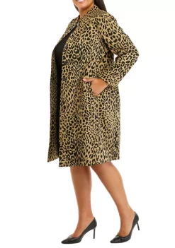 Budget 🎁 Kasper Plus Size Long Sleeve Stretch Knit Animal Print Jacket ⭐ -Southern Home Sales Shop Belk 1037