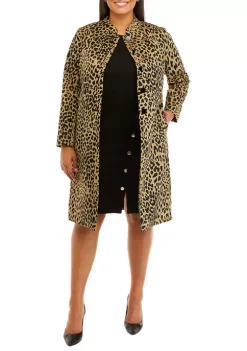 Budget 🎁 Kasper Plus Size Long Sleeve Stretch Knit Animal Print Jacket ⭐ -Southern Home Sales Shop Belk 1038