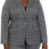 Hot Sale 🥰 Kasper Plus Size Long Sleeve Plaid Notch Two-Button Jacket 🧨