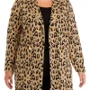 Flash Sale 🛒 Kasper Plus Size Long Sleeve Notch Collar Leopard Cardigan 🛒 -Southern Home Sales Shop Belk 1063