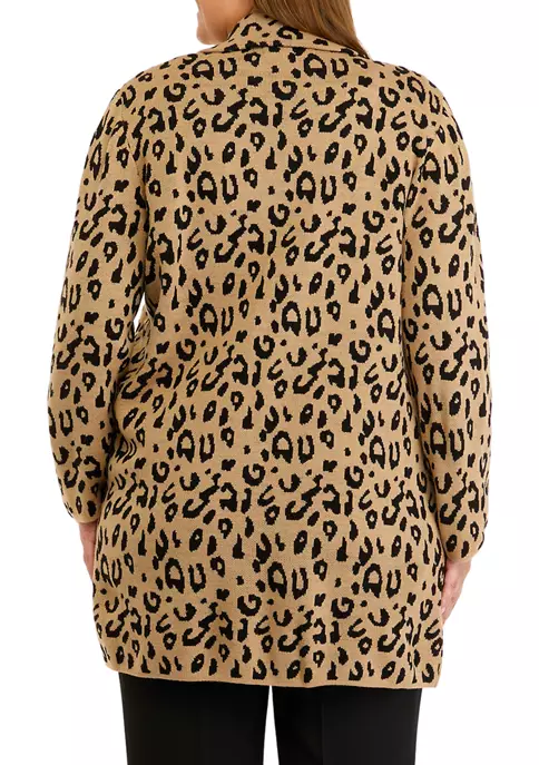 Flash Sale 🛒 Kasper Plus Size Long Sleeve Notch Collar Leopard Cardigan 🛒 3 Flash Sale 🛒 Kasper Plus Size Long Sleeve Notch Collar Leopard Cardigan 🛒 - Image 2