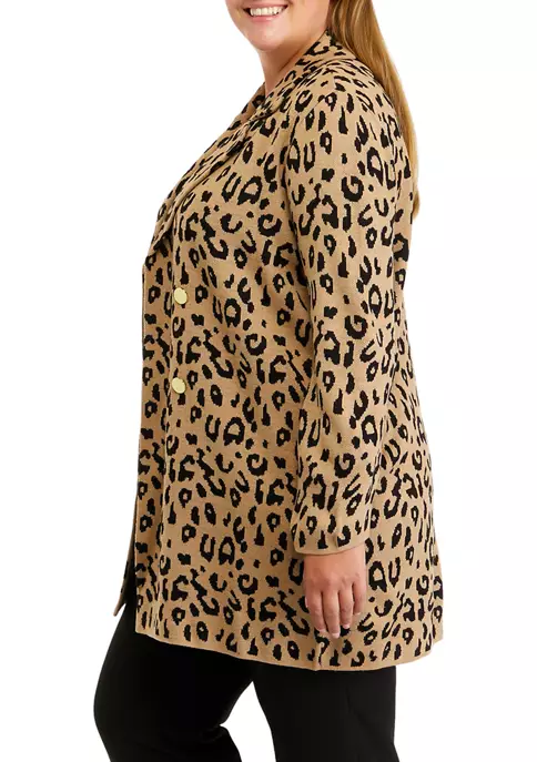 Flash Sale 🛒 Kasper Plus Size Long Sleeve Notch Collar Leopard Cardigan 🛒 4 Flash Sale 🛒 Kasper Plus Size Long Sleeve Notch Collar Leopard Cardigan 🛒 - Image 3