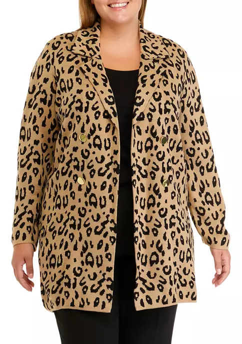 Flash Sale 🛒 Kasper Plus Size Long Sleeve Notch Collar Leopard Cardigan 🛒 5 Flash Sale 🛒 Kasper Plus Size Long Sleeve Notch Collar Leopard Cardigan 🛒 - Image 4