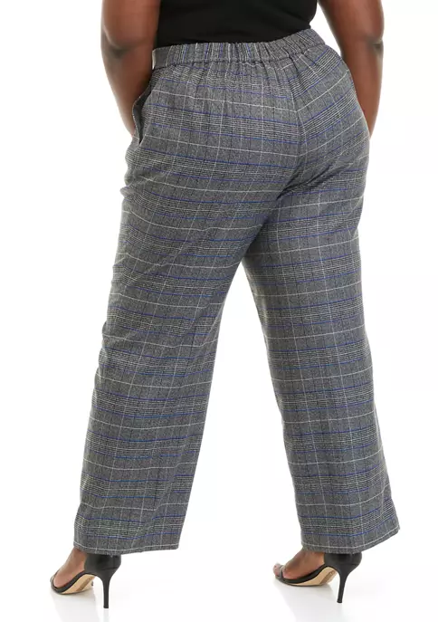Hot Sale 🎁 Kasper Plus Size Wide Leg Plaid Pants 👍 4 Hot Sale 🎁 Kasper Plus Size Wide Leg Plaid Pants 👍 - Image 2