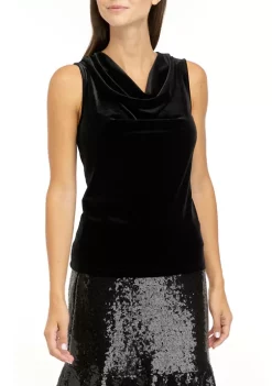 Promo ⌛ Kasper 👩 Women's Sleeveless Cowl Neck Velvet Top ❤️ -Southern Home Sales Shop Belk 1142