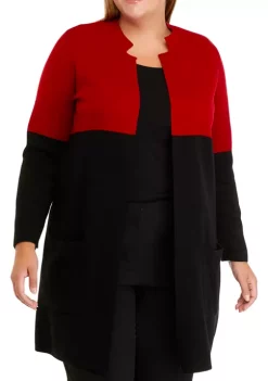 Best reviews of 🧨 Kasper Plus Size Long Sleeve Color Block Cardigan ✔️ -Southern Home Sales Shop Belk 1153