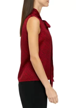Cheapest 🔔 Kasper 👩 Women's Sleeveless Bow Neck Satin Blouse 🤩 -Southern Home Sales Shop Belk 1158