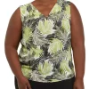 Outlet ✨ Kasper Plus Size Sleeveless V-Neck Bar Trim Palm Print Top 🔥 -Southern Home Sales Shop Belk 1191