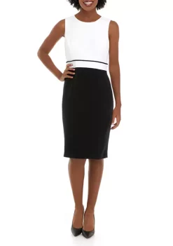 Promo ⌛ Kasper 👩 Women's Sleeveless Color Block Sheath 👗 Dress ⌛ -Southern Home Sales Shop Belk 1196