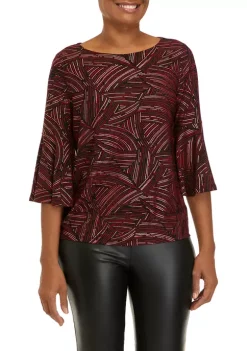 Cheapest 🎉 Kasper 👩 Women's Printed Bell Sleeve Top 🛒 -Southern Home Sales Shop Belk 1218