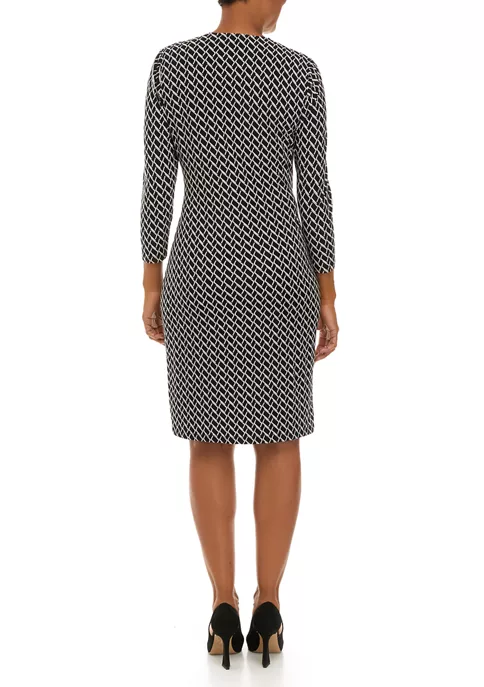 Best Pirce ✨ Kasper 👩 Women's 3/4 Sleeve Geo Print Side Wrap 👗 Dress 🔔 4 Best Pirce ✨ Kasper 👩 Women's 3/4 Sleeve Geo Print Side Wrap 👗 Dress 🔔 - Image 2