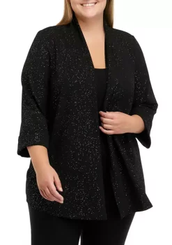 Brand new 💯 Kasper Plus Size 3/4 Sleeve Cardigan with Stretch Cross Hatch 😀