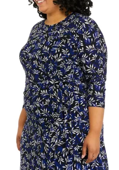 Best Sale 🤩 Kasper Plus Size Leaf Print Side Tie Top ⭐ -Southern Home Sales Shop Belk 1235