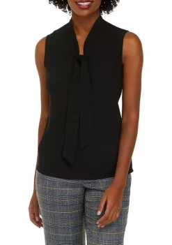 Best Sale 🔥 Kasper Petite Sleeveless Tie Front Blouse 🧨