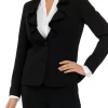 Outlet 🌟 Kasper 👩 Women's Long Sleeve Ruffle Front 2 Button Crepe Jacket 🤩 -Southern Home Sales Shop Belk 1253