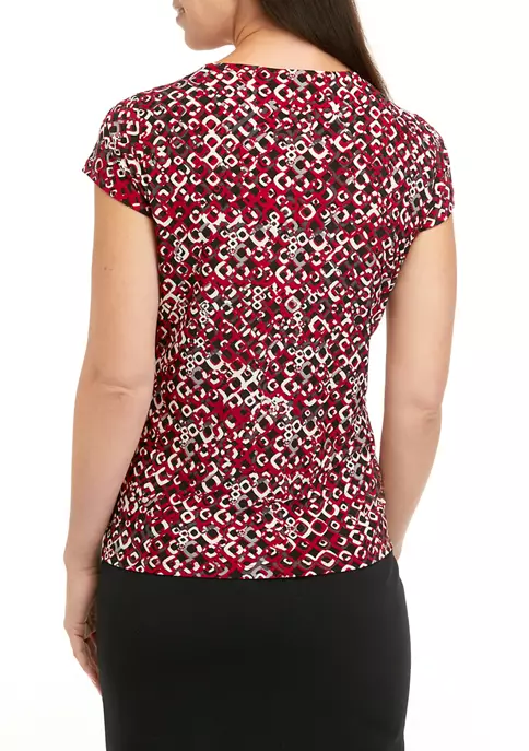 New 🔥 Kasper 👩 Women's Short Sleeve Geometric Print Top 🌟 4 New 🔥 Kasper 👩 Women's Short Sleeve Geometric Print Top 🌟 - Image 2