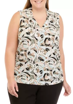 New 🤩 Kasper Plus Size Sleeveless V-Neck Circle Print Top 🎁 -Southern Home Sales Shop Belk 1284
