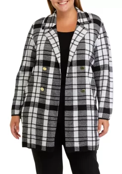Budget 🔥 Kasper Plus Size Long Sleeve Plaid Cardigan ⭐ -Southern Home Sales Shop Belk 1292