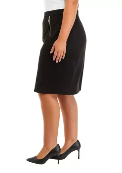 Budget ⭐ Kasper Plus Size Slim Pull On Zipper Front Ponte 👗 Skirt ⌛ -Southern Home Sales Shop Belk 1306