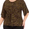 Best deal 💯 Kasper Plus Size 3/4 Sleeve Tie Front Abstract Foil Print Top ✔️ -Southern Home Sales Shop Belk 1311