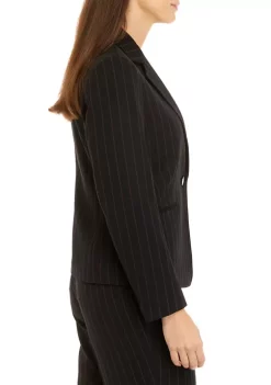 Discount 🔔 Kasper 👩 Women's Long Sleeve Pinstripe One Button Jacket 😀 -Southern Home Sales Shop Belk 1321