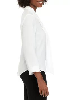 Hot Sale 🌟 Kasper 👩 Women's Long Sleeve Tie Front Chiffon Blouse 🎉 -Southern Home Sales Shop Belk 1329
