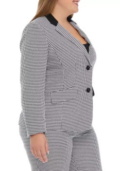 Flash Sale 🧨 Kasper Plus Size Long Sleeve Two Button Notch Collar Houndstooth Blazer ⌛ -Southern Home Sales Shop Belk 1338