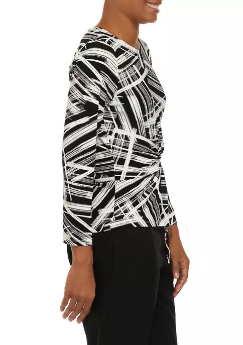 Discount โ Kasper ๐ฉ Women's 3/4 Sleeve Stripe Print Side Knot Top โค๏ธ 5 Discount โ Kasper ๐ฉ Women's 3/4 Sleeve Stripe Print Side Knot Top โค๏ธ - Image 3