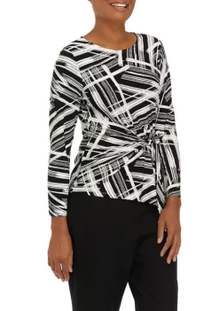 Discount โ Kasper ๐ฉ Women's 3/4 Sleeve Stripe Print Side Knot Top โค๏ธ 9 Discount โ Kasper ๐ฉ Women's 3/4 Sleeve Stripe Print Side Knot Top โค๏ธ -Southern Home Sales Shop Belk 1343