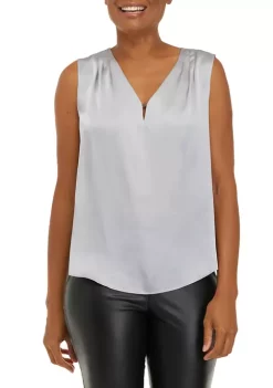 Discount 🤩 Kasper 👩 Women's Sleeveless Solid Woven Top ❤️ -Southern Home Sales Shop Belk 1347