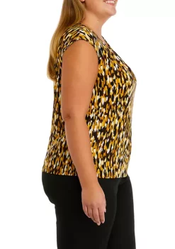 Budget 😍 Kasper Plus Size Sleeveless Keyhole Abstract Print Top ✔️ -Southern Home Sales Shop Belk 1354