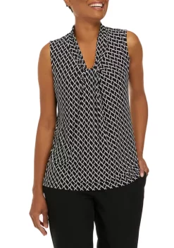 Discount ✨ Kasper 👩 Women's Sleeveless Twist Neck Chain Print Top 😍 -Southern Home Sales Shop Belk 1367