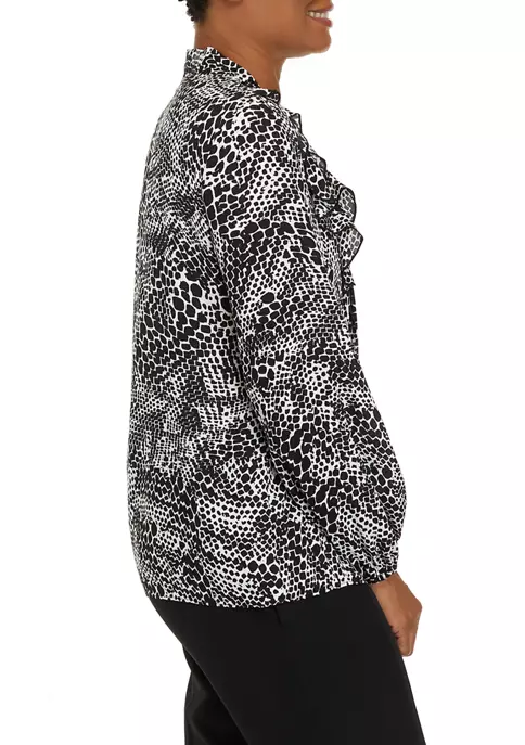 Budget โ๏ธ Kasper ๐ฉ Women's Long Sleeve Ruffle Tie Front Animal Print Blouse ๐ 5 Budget โ๏ธ Kasper ๐ฉ Women's Long Sleeve Ruffle Tie Front Animal Print Blouse ๐ - Image 3