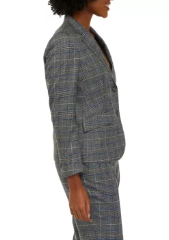 Cheapest 🥰 Kasper 👩 Women's Long Sleeve Plaid Two Button Jacket 🎁 -Southern Home Sales Shop Belk 1374