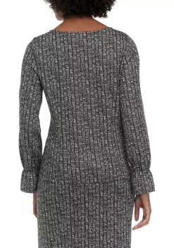 Promo 🥰 Kasper 👩 Women's Long Sleeve Textured Knit Top 👍 -Southern Home Sales Shop Belk 1377