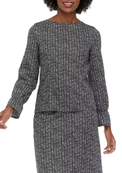 Promo 🥰 Kasper 👩 Women's Long Sleeve Textured Knit Top 👍 -Southern Home Sales Shop Belk 1378