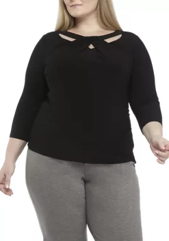 Brand new โ Kasper Plus Size 3/4 Sleeve Twisted Round Neck Top ๐