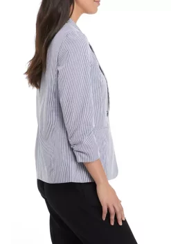 Budget ✔️ Kasper Chambray Stripe Zip Pocket Jacket 🤩 -Southern Home Sales Shop Belk 1404