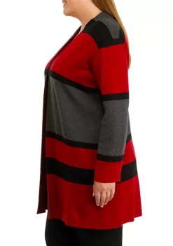 Promo 🎁 Kasper Plus Size Long Sleeve Striped Cardigan 🛒 -Southern Home Sales Shop Belk 1408