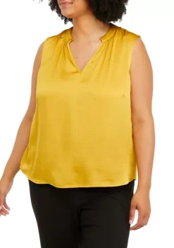 Deals ⭐ Kasper Plus Size Sleeveless Split Neck Top 😀 -Southern Home Sales Shop Belk 1417