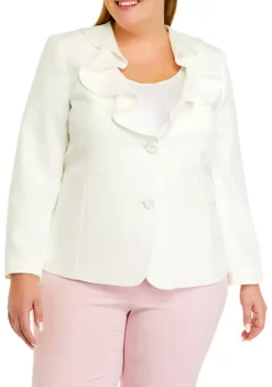 Cheap 👍 Kasper Long Sleeve Ruffle Front 2 Button Jacket ⭐ -Southern Home Sales Shop Belk 1429