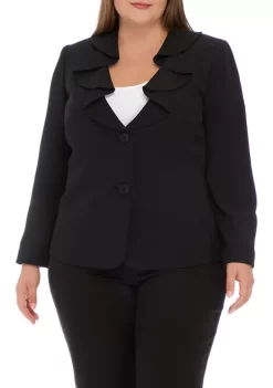 Cheap 👍 Kasper Long Sleeve Ruffle Front 2 Button Jacket ⭐ -Southern Home Sales Shop Belk 1430