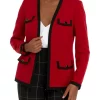 Cheapest 🛒 Kasper 👩 Women's Long Sleeve Contrast Pocket Open Front Jacket 😀 -Southern Home Sales Shop Belk 1435