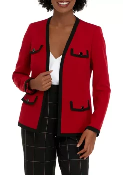 Cheapest 🛒 Kasper 👩 Women's Long Sleeve Contrast Pocket Open Front Jacket 😀