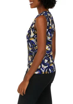 Deals 👍 Kasper 👩 Women's Sleeveless Keyhole Circle Print Top 👏 -Southern Home Sales Shop Belk 1445