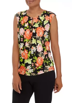 Best reviews of ๐งจ Kasper ๐ฉ Women's Keyhole Cap Sleeve Printed Blouse ๐