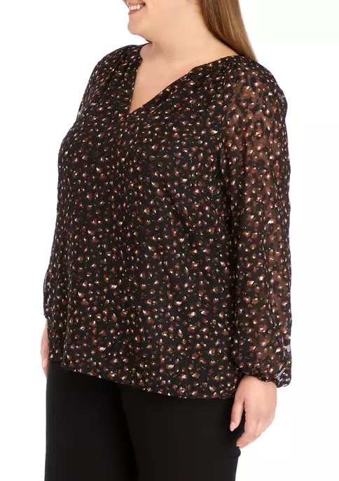 Budget ๐ฏ Kasper Plus Size Animal Print V-Neck Blouse with Gathered Cuffs ๐ 5 Budget ๐ฏ Kasper Plus Size Animal Print V-Neck Blouse with Gathered Cuffs ๐ - Image 3
