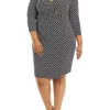 Cheap 🎁 Kasper Plus Size 3/4 Sleeve Geometric Printed Side Wrap 👗 Dress 😍 -Southern Home Sales Shop Belk 1489